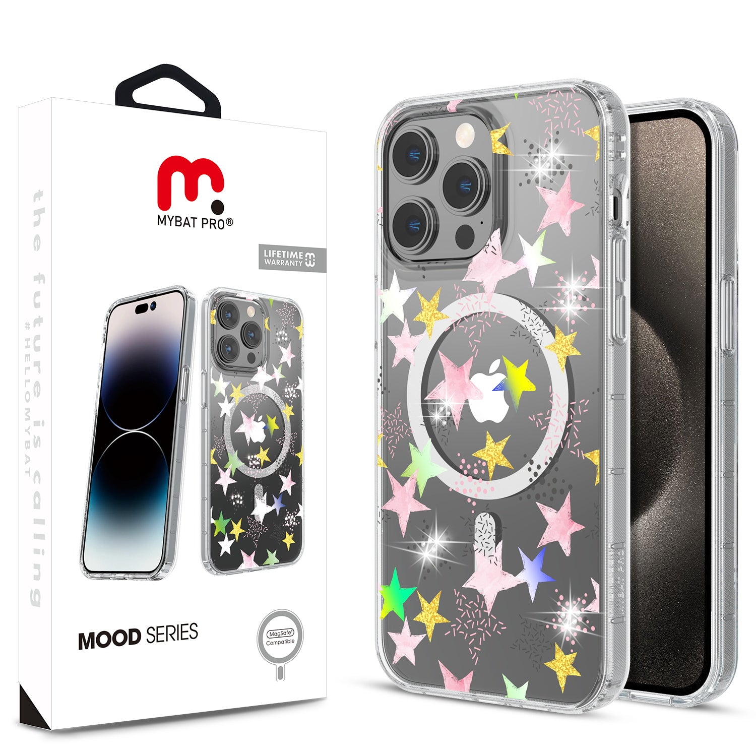 MyBat Pro Mood Series MagSafe Case (with Diamonds) for Apple iPhone 15 Pro (6.1) - Starstruck