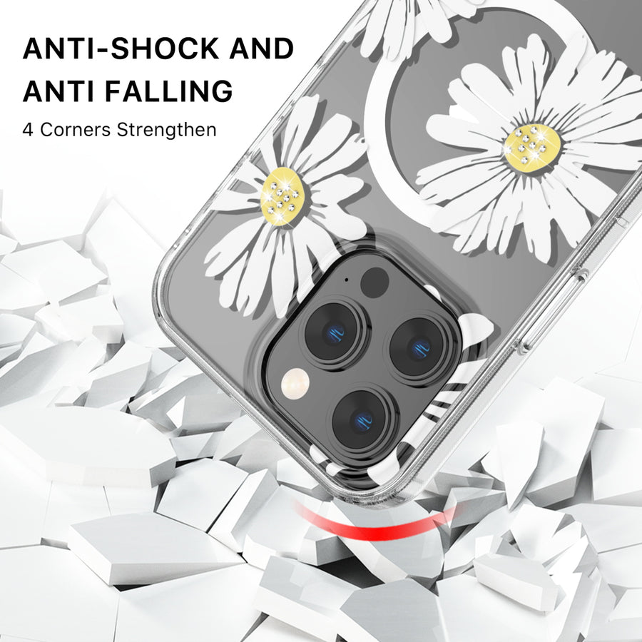 MyBat Pro Mood Series MagSafe Case (with Diamonds) for Apple iPhone 15 Pro - Happy Daisies - RIP15PCSFSSDM604-3.jpg