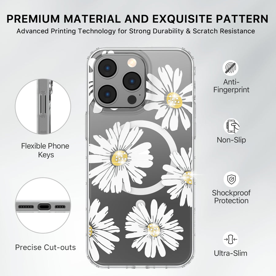 MyBat Pro Mood Series MagSafe Case (with Diamonds) for Apple iPhone 15 Pro - Happy Daisies - RIP15PCSFSSDM604-7.jpg