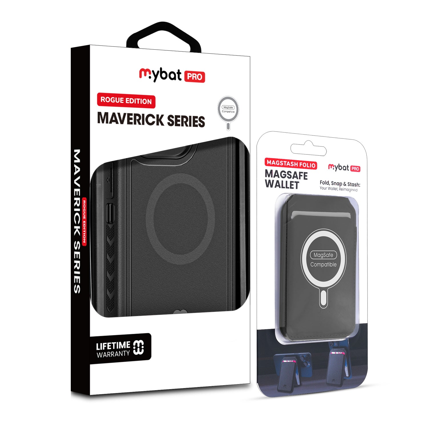 MyBat Pro Maverick Series Utility Edition MagSafe Case + MagStash MagSafe Wallet Folio for Apple iPhone 15 Pro Max (6.7) - Black