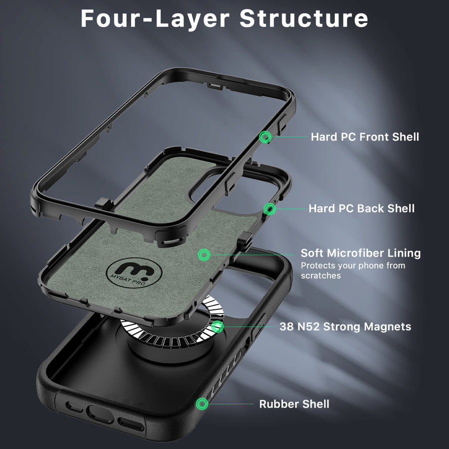 MyBat Pro Maverick Series MagSafe Case w/ Holster and Tempered Glass for Apple iPhone 15 Pro Max - Black - RIP15PMCS3NXMS001-5.jpg