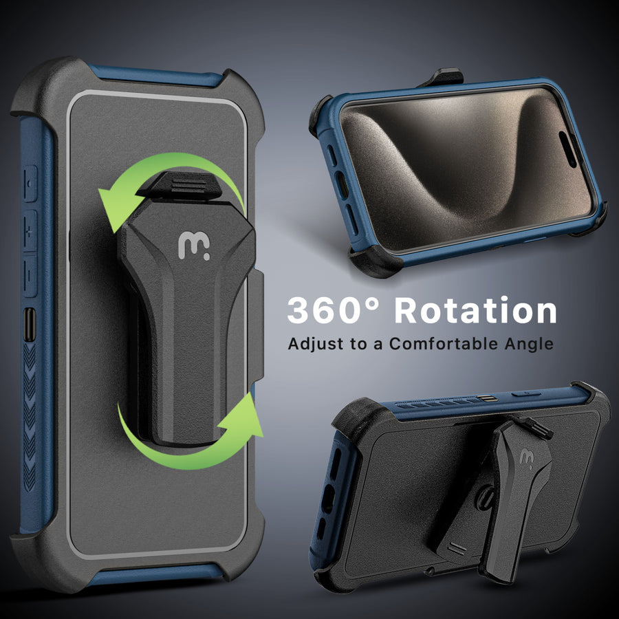 MyBat Pro Maverick Series MagSafe Case w/ Holster and Tempered Glass for Apple iPhone 15 Pro Max - Blue - RIP15PMCS3NXMS002-6.JPG