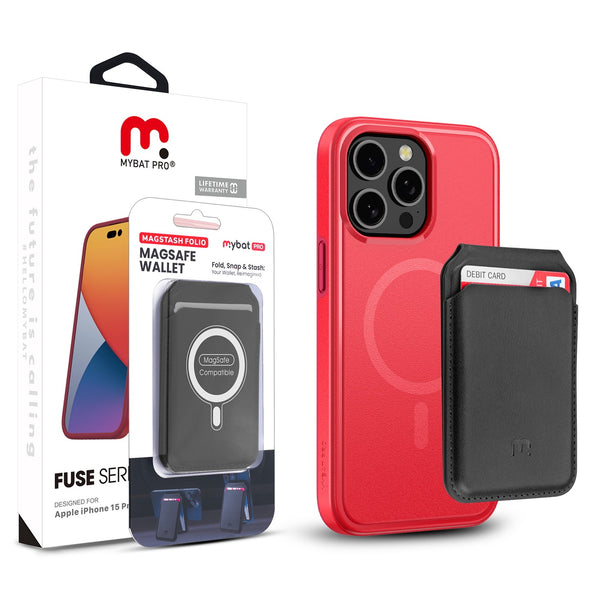 MyBat Pro Fuse Series Case Bundle + MagStash Wallet Folio for Apple iPhone 15 Pro Max - Red  / Black - RIP15PMCSD5MS105-CH411-1.jpg