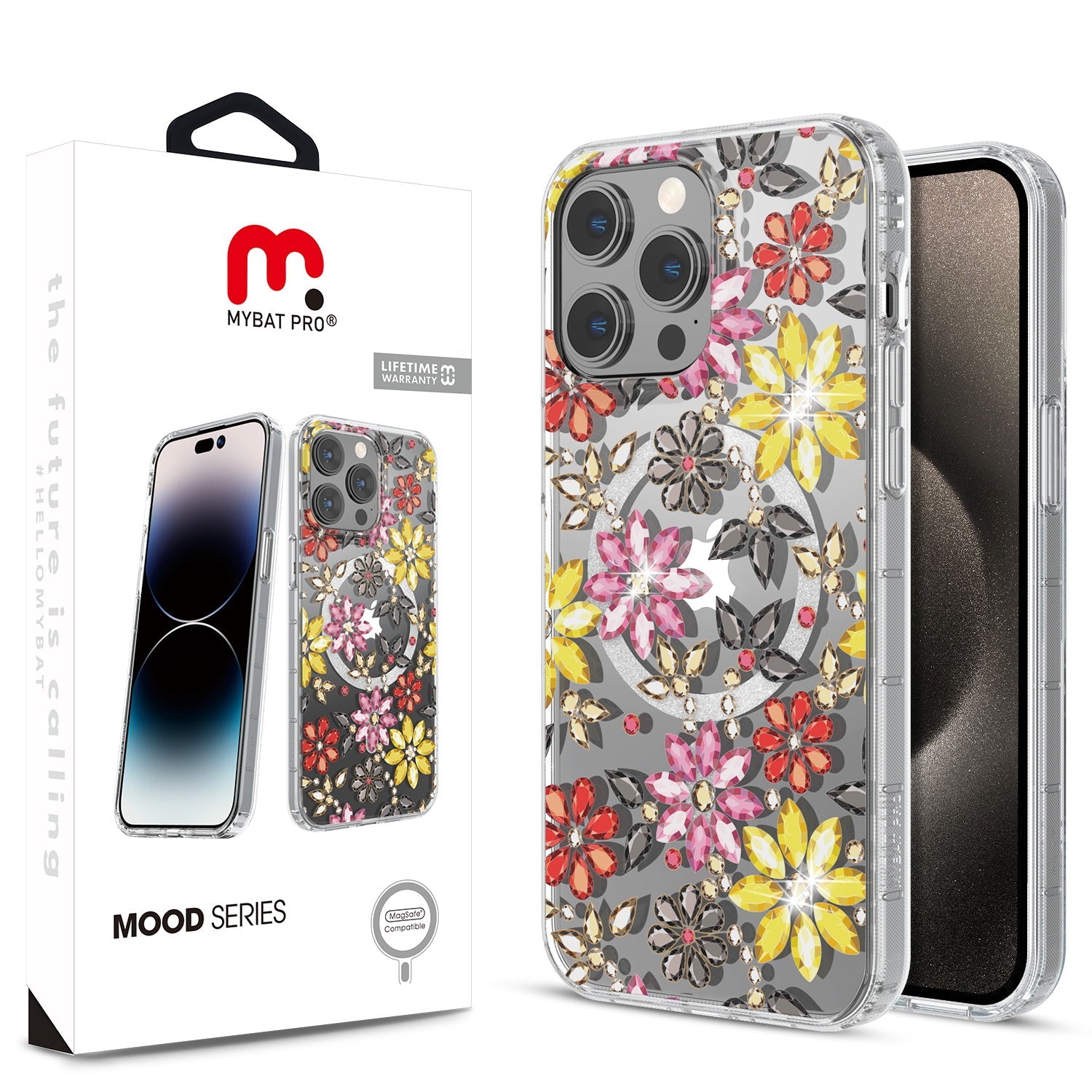 MyBat Pro Mood Series MagSafe Case (with Diamonds) for Apple iPhone 15 Pro Max (6.7) - Bedazzle