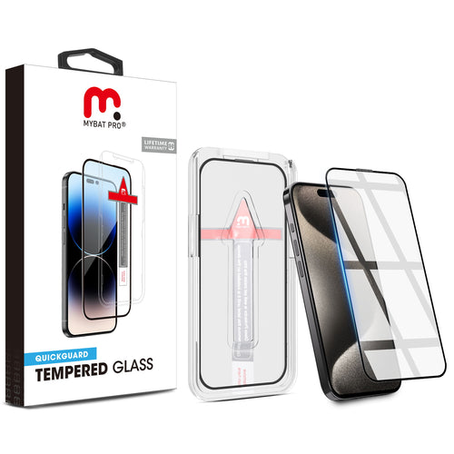MyBat Pro QuickGuard Tempered Glass Screen Protector w/ Installation Tray for Apple iPhone 15 Pro Max - Black - RIP15PMSCF131-1.jpg