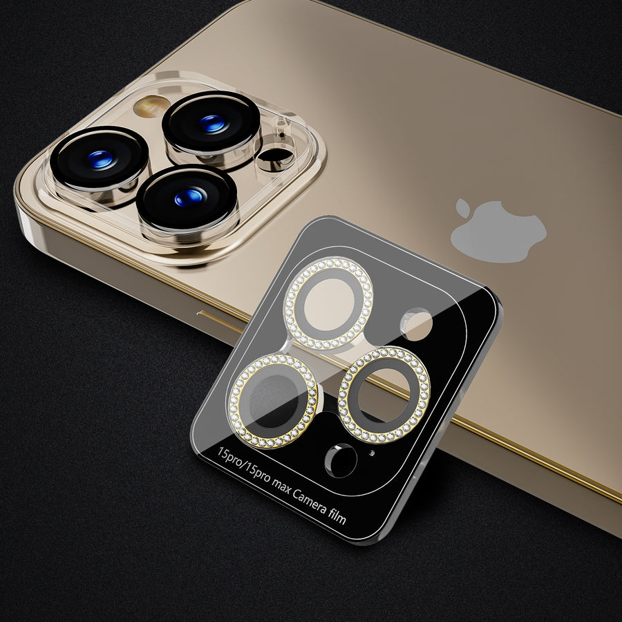 MyBat Pro Tempered Glass GlamCam Lens Protector for Apple iPhone 15 Pro Max / 15 Pro - Gold - RIP15PMSCLE202-7.jpg