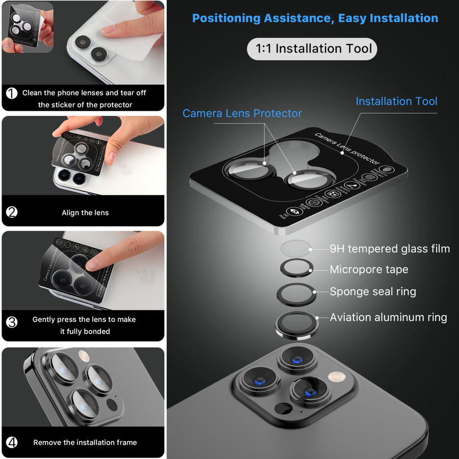MyBat Pro Tempered Glass CamShield Lens Protector for Apple iPhone 15 Pro Max / 15 Pro - Black - RIP15PMSCLE301-4.jpg