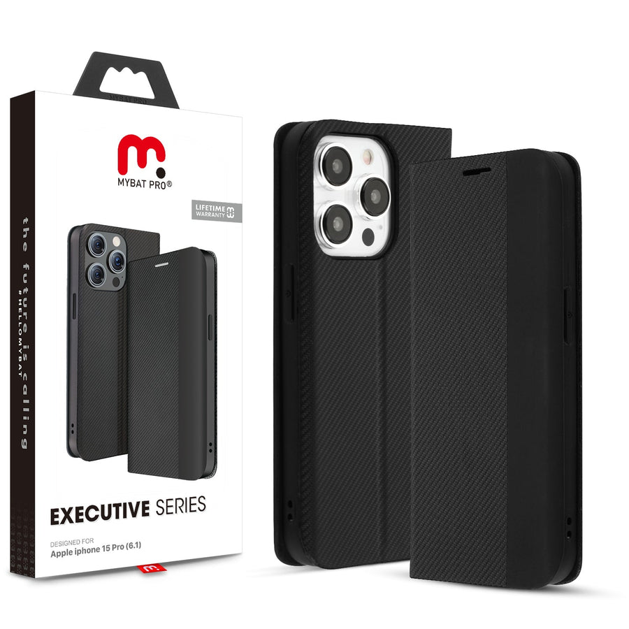 MyBat Pro Executive Series Wallet Case for Apple iPhone 15 Pro - Black