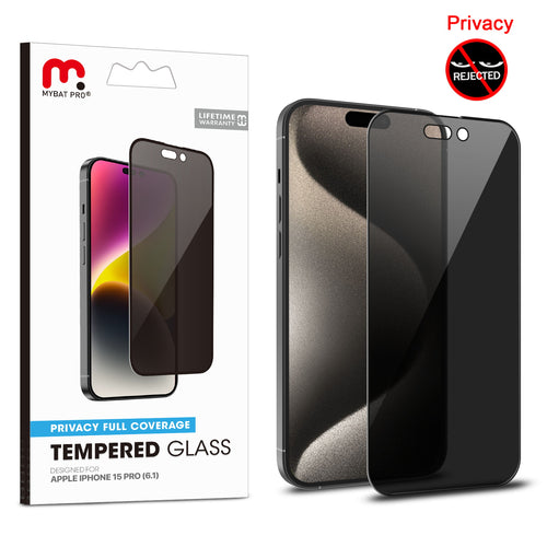 MyBat Pro Privacy Full Coverage Tempered Glass Screen Protector for Apple iPhone 15 Pro - Black - RIP15PSCF111-1.jpg