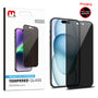 MyBat Pro Privacy Full Coverage Tempered Glass Screen Protector for Apple iPhone 15 - Black