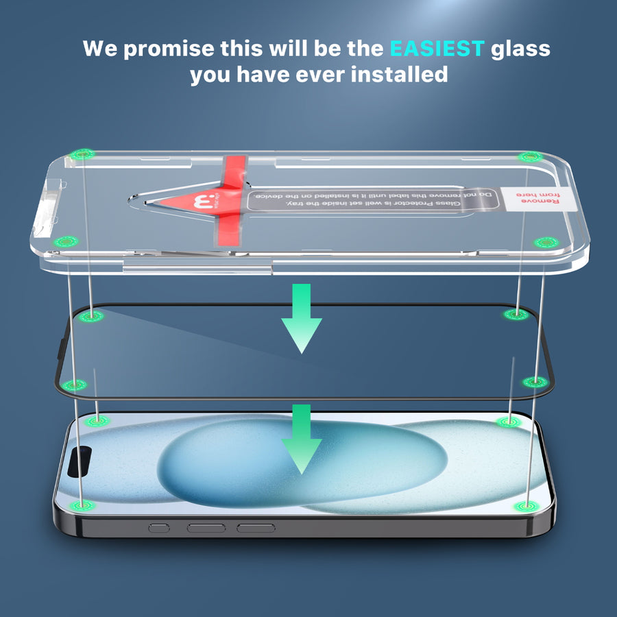 MyBat Pro QuickGuard Tempered Glass Screen Protector w/ Installation Tray for Apple iPhone 15 - Black - RIP15SCF131-3.jpg