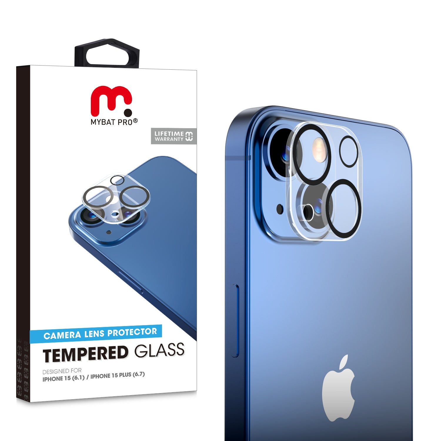 MyBat Pro Tempered Glass Lens Protector (2.5D) for Apple iPhone 15 / 15 Plus - Clear