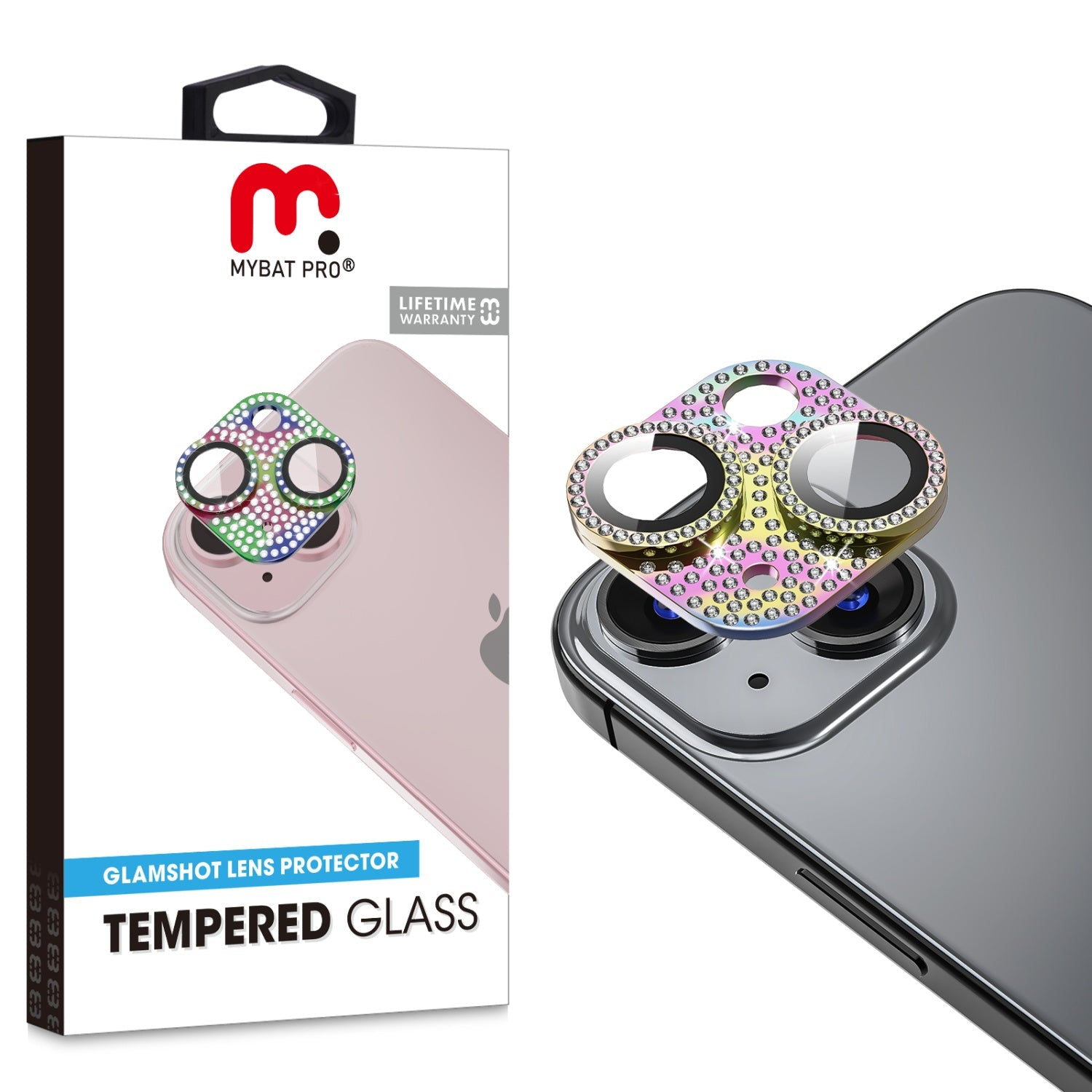 MyBat Pro Tempered Glass GlamShot Lens Protector for Apple iPhone 15 / 15 Plus - Colorful