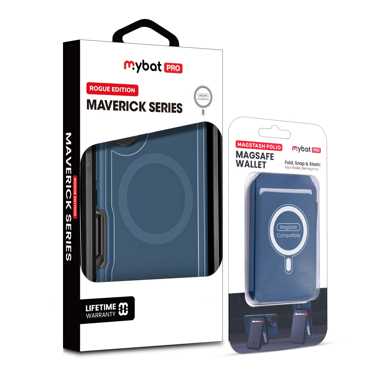 MyBat Pro Maverick Series Utility Edition MagSafe Case + MagStash MagSafe Wallet Folio for Apple iPhone 16 - Blue