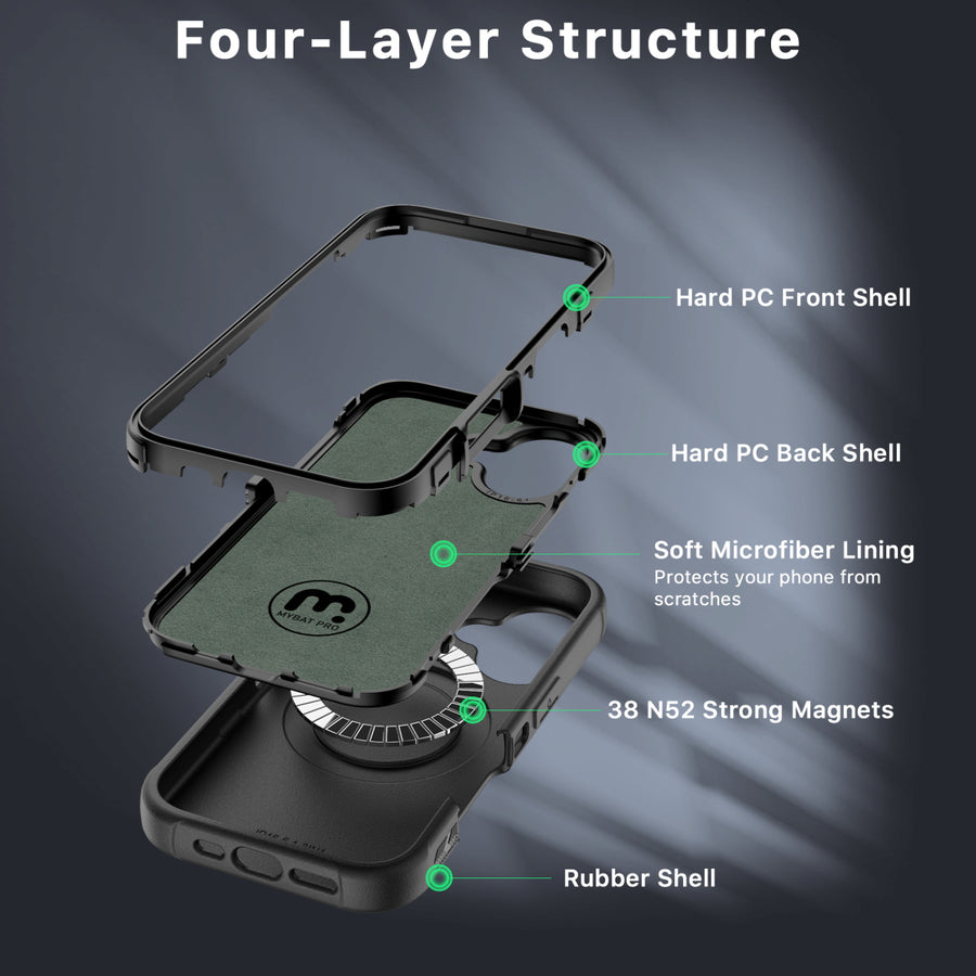 MyBat Pro Maverick Series MagSafe Case w/ Holster and Tempered Glass for Apple iPhone 16 - Black - RIP16CS3NXMS001-5.jpg
