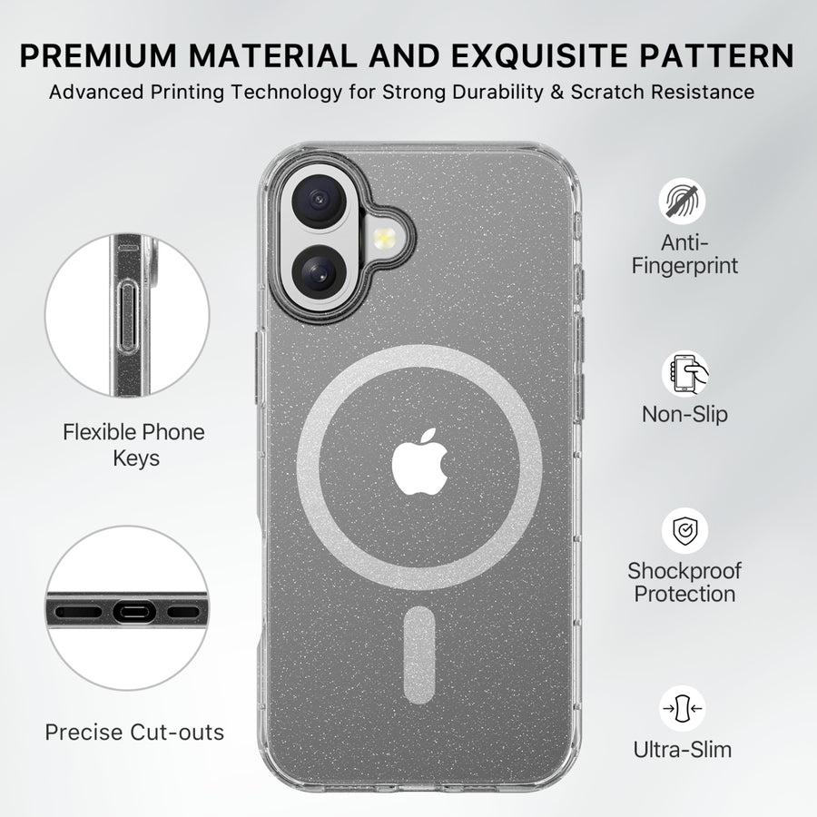 MyBat Pro Savvy Series MagSafe Case for Apple iPhone 16 - Clear Glitter - RIP16CSFSST302-7.jpg