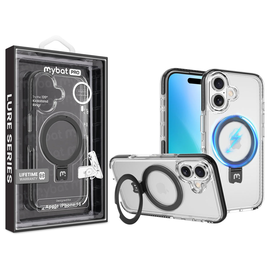 MyBat Pro Lure Series Case w/ MagSafe Kickstand Ring for Apple iPhone 16 - Black