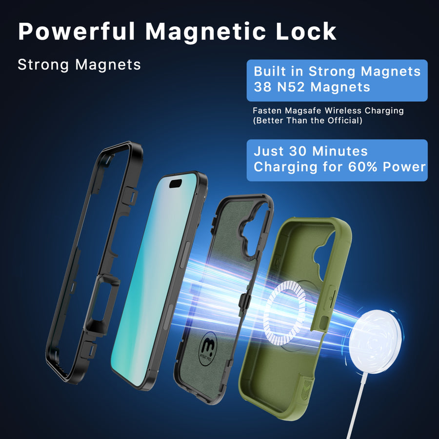 MyBat Pro Maverick Series MagSafe Case w/ Holster and Tempered Glass for Apple iPhone 16 Plus - Army Green - RIP16MCS3NXMS004-3.jpg