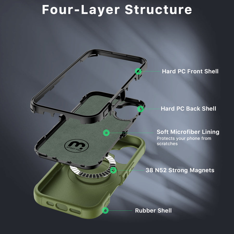 MyBat Pro Maverick Series MagSafe Case w/ Holster and Tempered Glass for Apple iPhone 16 Plus - Army Green - RIP16MCS3NXMS004-4.jpg