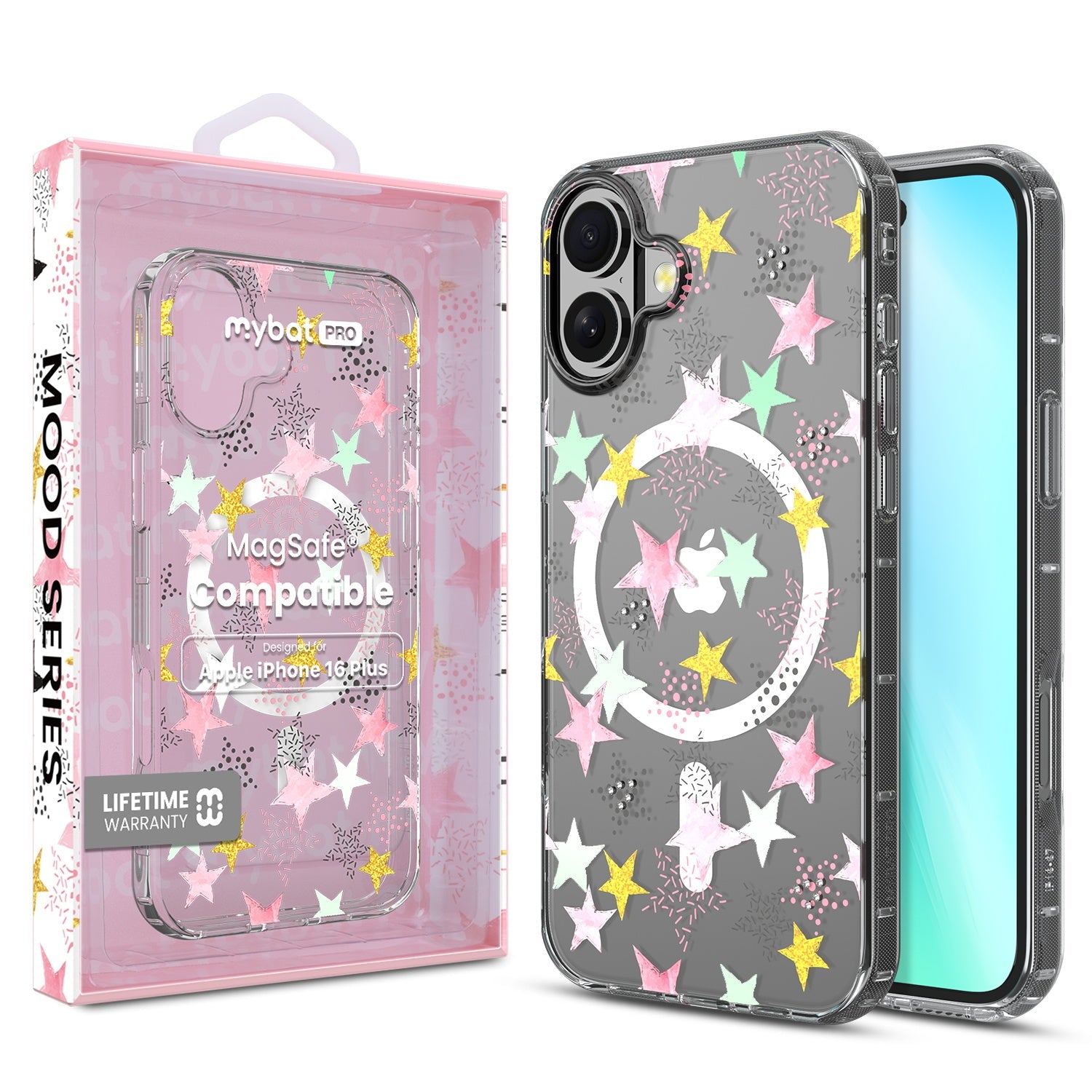 MyBat Pro Mood Series MagSafe Case (with Diamonds) for Apple iPhone 16 Plus - Starstruck