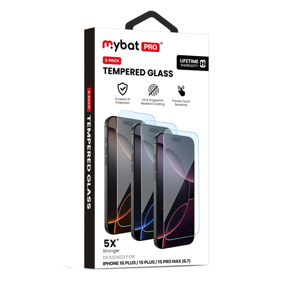 MyBat Pro Tempered Glass Screen Protector (2.5D)(3-pack) for Apple iPhone 16 Plus/iPhone 15 Pro Max / 15 Plus - Clear - RIP16MSC90TH-8.jpg