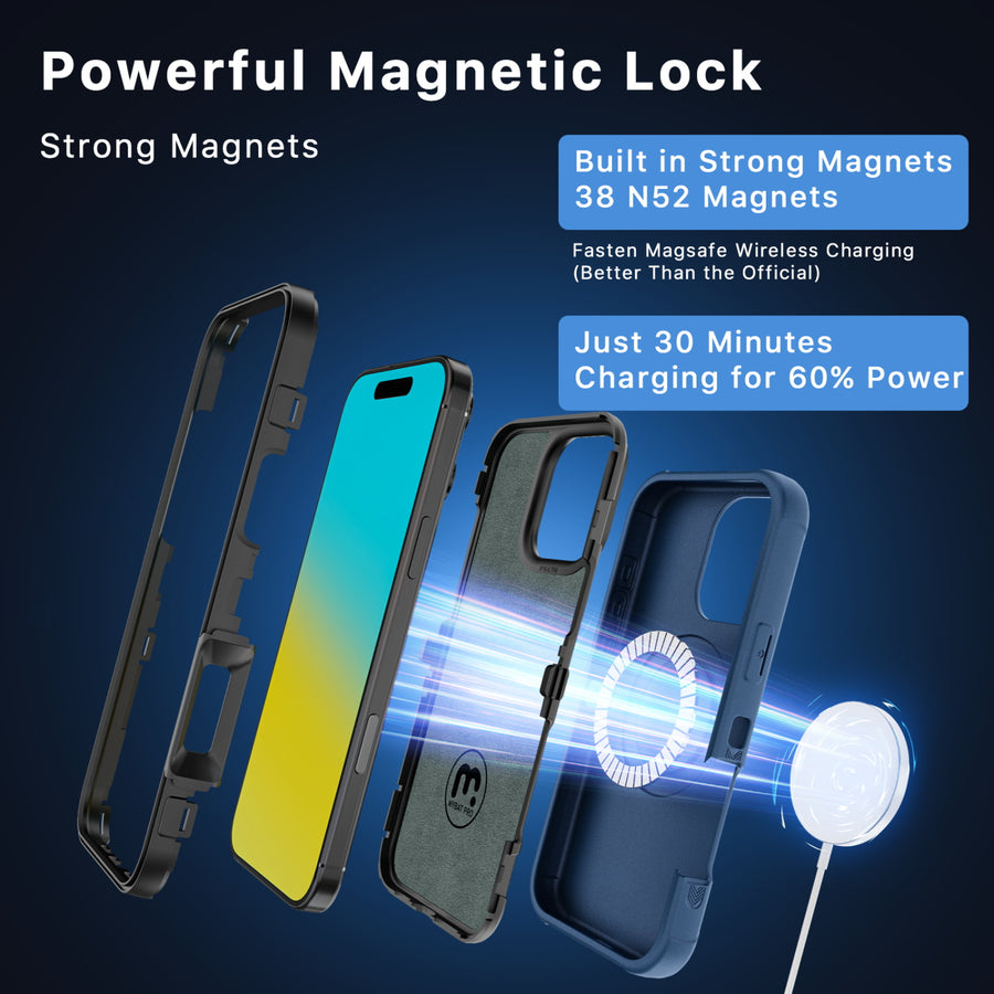 MyBat Pro Maverick Series MagSafe Case w/ Holster and Tempered Glass for Apple iPhone 16 Pro - Blue - RIP16PCS3NXMS002-4.jpg