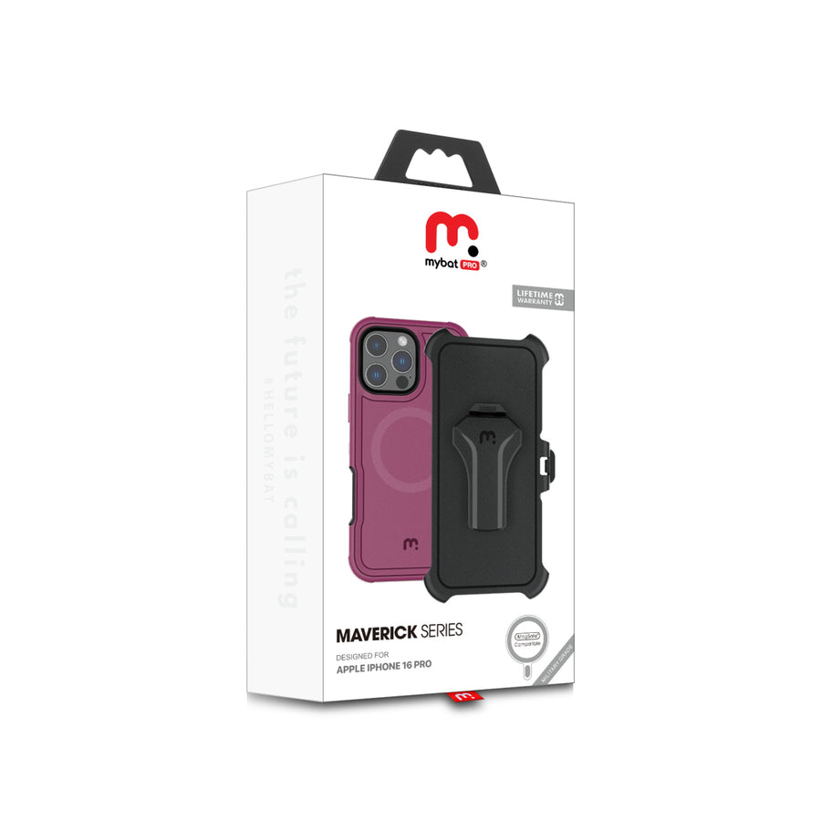 MyBat Pro Maverick Series MagSafe Case w/ Holster and Tempered Glass for Apple iPhone 16 Pro - Plum - RIP16PCS3NXMS003-9.jpg