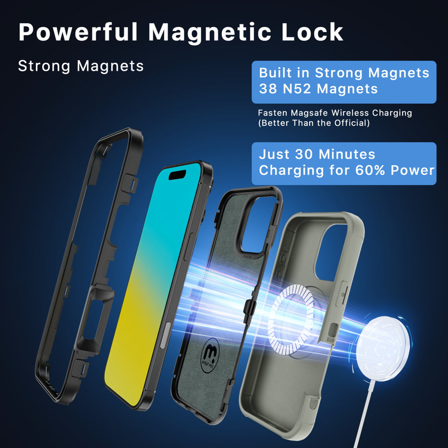 MyBat Pro Maverick Series MagSafe Case w/ Holster and Tempered Glass for Apple iPhone 16 Pro - Grey - RIP16PCS3NXMS005-4.jpg