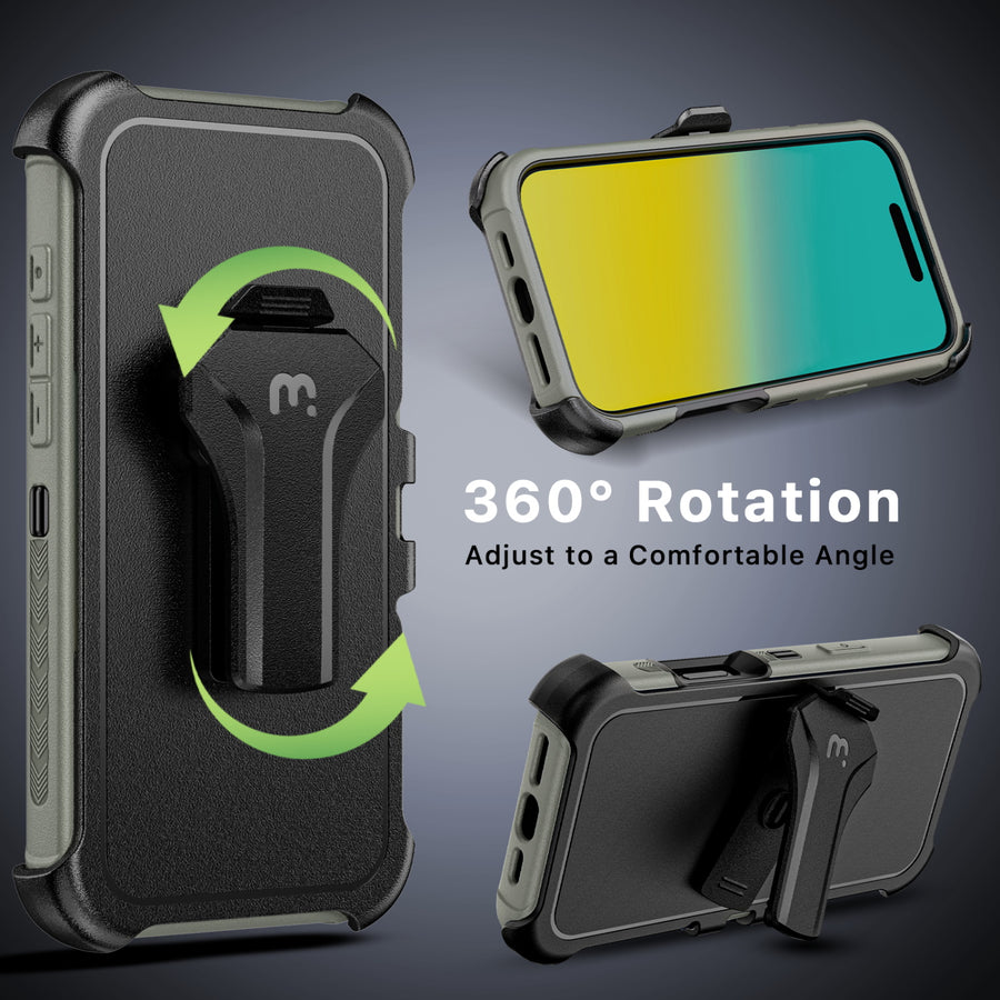 MyBat Pro Maverick Series MagSafe Case w/ Holster and Tempered Glass for Apple iPhone 16 Pro - Grey - RIP16PCS3NXMS005-7.jpg