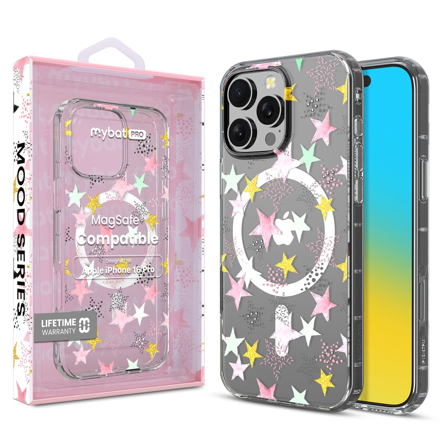 MyBat Pro Mood Series MagSafe Case (with Diamonds) for Apple iPhone 16 Pro - Starstruck