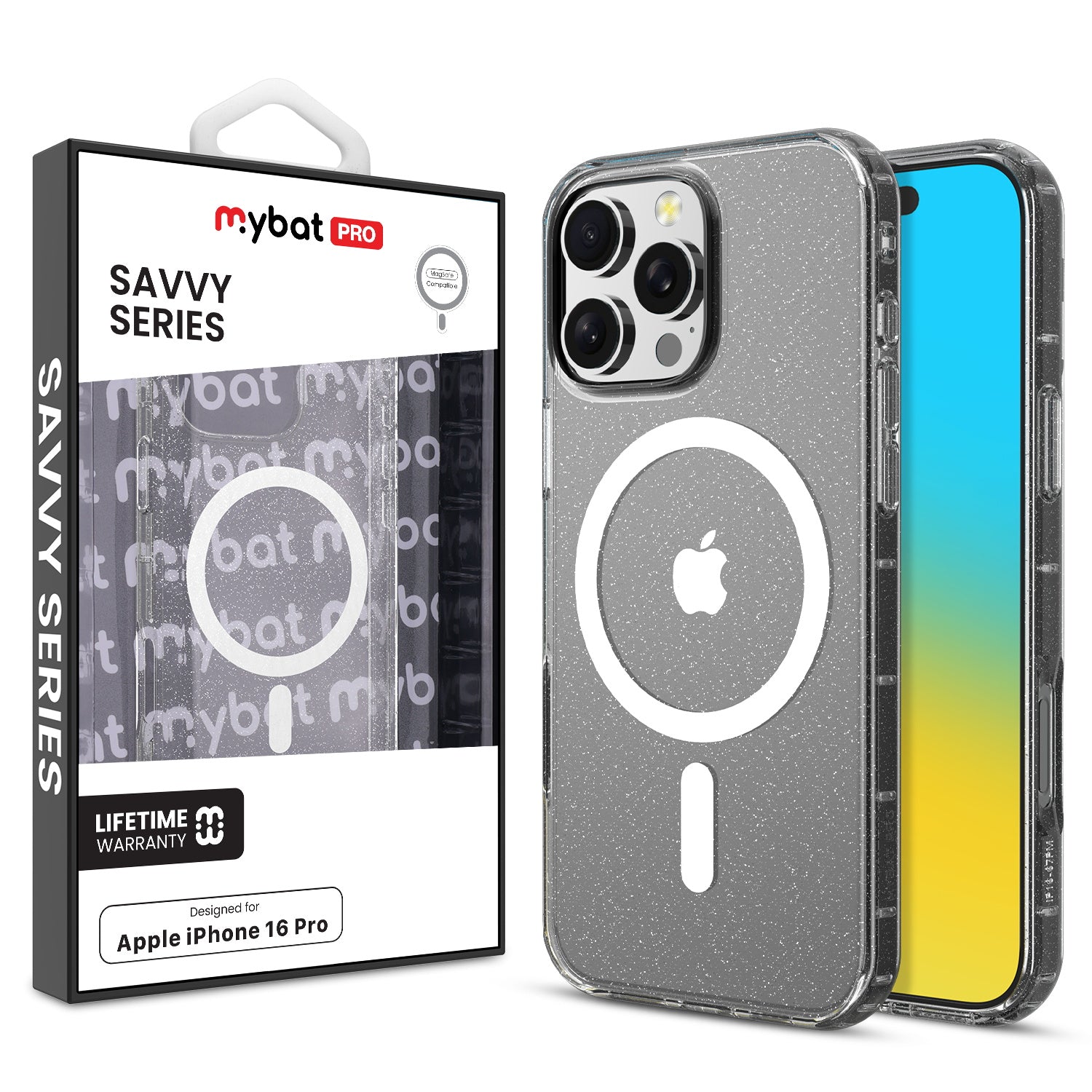 MyBat Pro Savvy Series MagSafe Case for Apple iPhone 16 Pro - Clear Glitter
