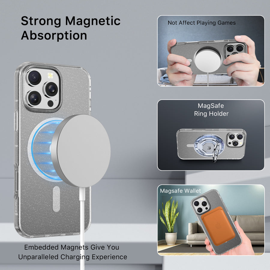 MyBat Pro Savvy Series MagSafe Case for Apple iPhone 16 Pro - Clear Glitter - RIP16PCSFSST302-5.jpg