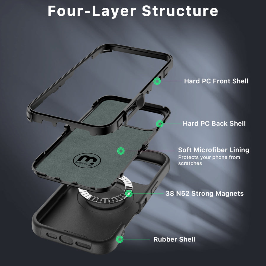 MyBat Pro Maverick Series MagSafe Case w/ Holster and Tempered Glass for Apple iPhone 16 Pro Max - Black - RIP16PMCS3NXMS001-4.jpg