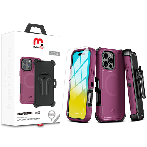 MyBat Pro Maverick Series MagSafe Case w/ Holster and Tempered Glass for Apple iPhone 16 Pro Max - Plum - RIP16PMCS3NXMS003-1.jpg