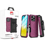 MyBat Pro Maverick Series MagSafe Case w/ Holster and Tempered Glass for Apple iPhone 16 Pro Max - Plum