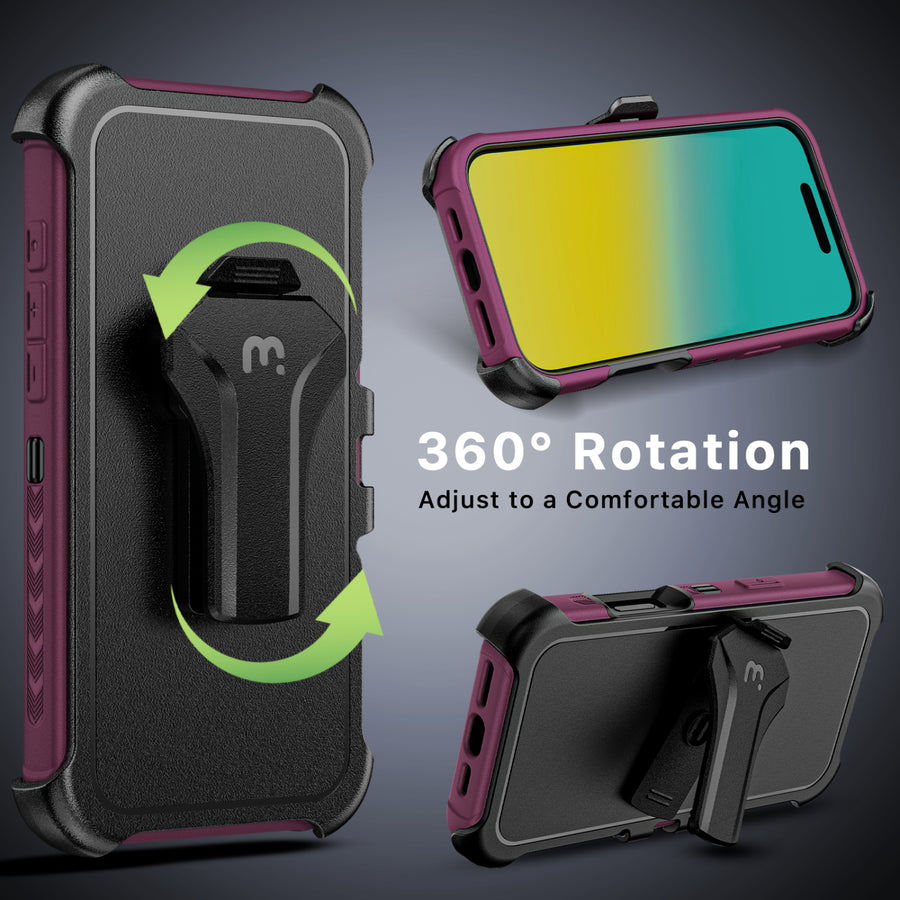 MyBat Pro Maverick Series MagSafe Case w/ Holster and Tempered Glass for Apple iPhone 16 Pro Max - Plum - RIP16PMCS3NXMS003-7.jpg