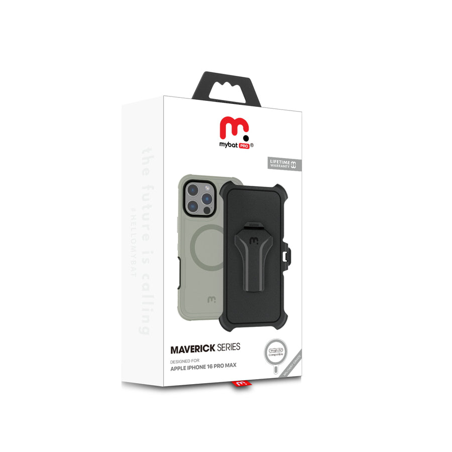 MyBat Pro Maverick Series MagSafe Case w/ Holster and Tempered Glass for Apple iPhone 16 Pro Max - Grey - RIP16PMCS3NXMS005-10.jpg