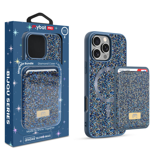 MyBat Pro Bijou Series MagSafe Bundle with Diamond Case + MagStash Wallet for Apple iPhone 16 Pro Max - Sapphire Blue - RIP16PMCSBIJS002-1.jpg