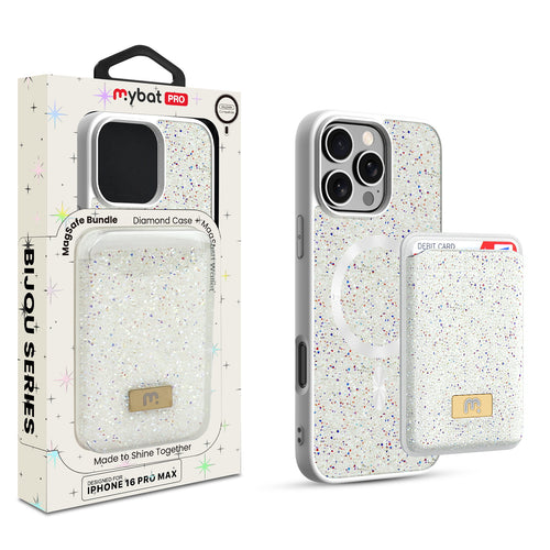 MyBat Pro Bijou Series MagSafe Bundle with Diamond Case + MagStash Wallet for Apple iPhone 16 Pro Max - Pearl White - RIP16PMCSBIJS003-1.jpg