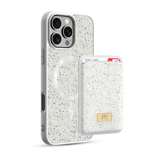 MyBat Pro Bijou Series MagSafe Bundle with Diamond Case + MagStash Wallet for Apple iPhone 16 Pro Max - Pearl White - RIP16PMCSBIJS003-2.jpg