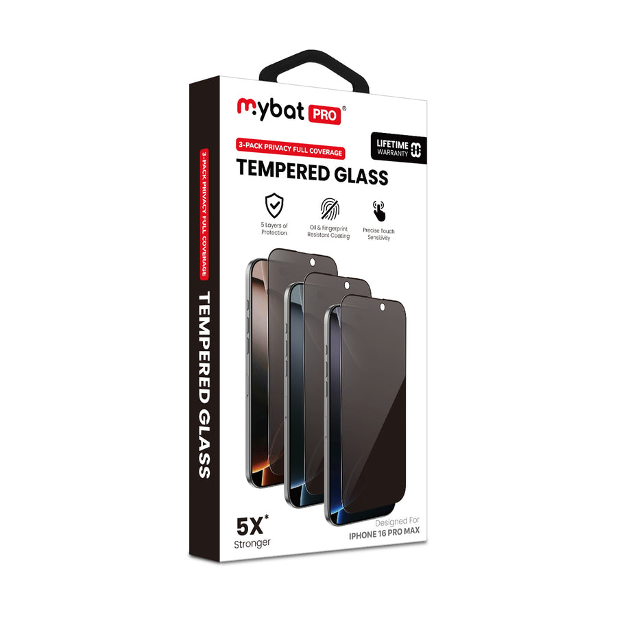 MyBat Pro Privacy Full Coverage Tempered Glass Screen Protector (3-pack) for Apple iPhone 16 Pro Max - Black - RIP16PMSCF112TH-4.jpg