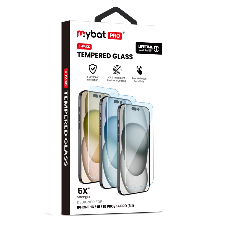 MyBat Pro Tempered Glass Screen Protector (2.5D)(3-pack) for Apple iPhone 16/iPhone 15 Pro / 15 - Clear - RIP16SC90TH-8.jpg