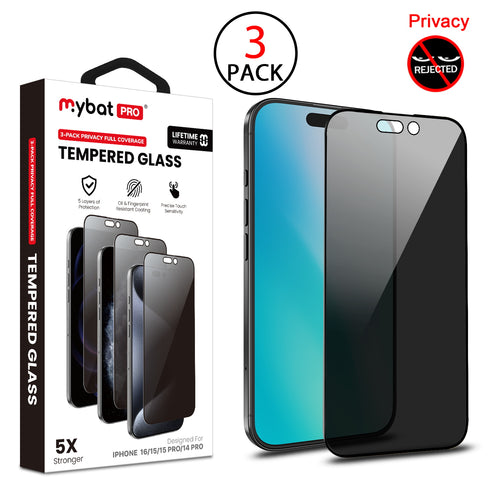 MyBat Pro Privacy Full Coverage Tempered Glass Screen Protector (3-pack) for Apple iPhone 16 / 15 / 15 Pro / 14 Pro - Black - RIP16SCF112TH-1.jpg