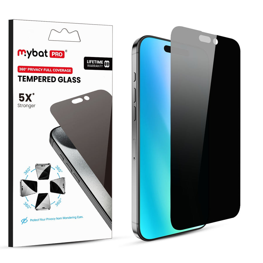 MyBat Pro 360° Privacy Full Coverage Tempered Glass for Apple iPhone 16 / 15 - Clear