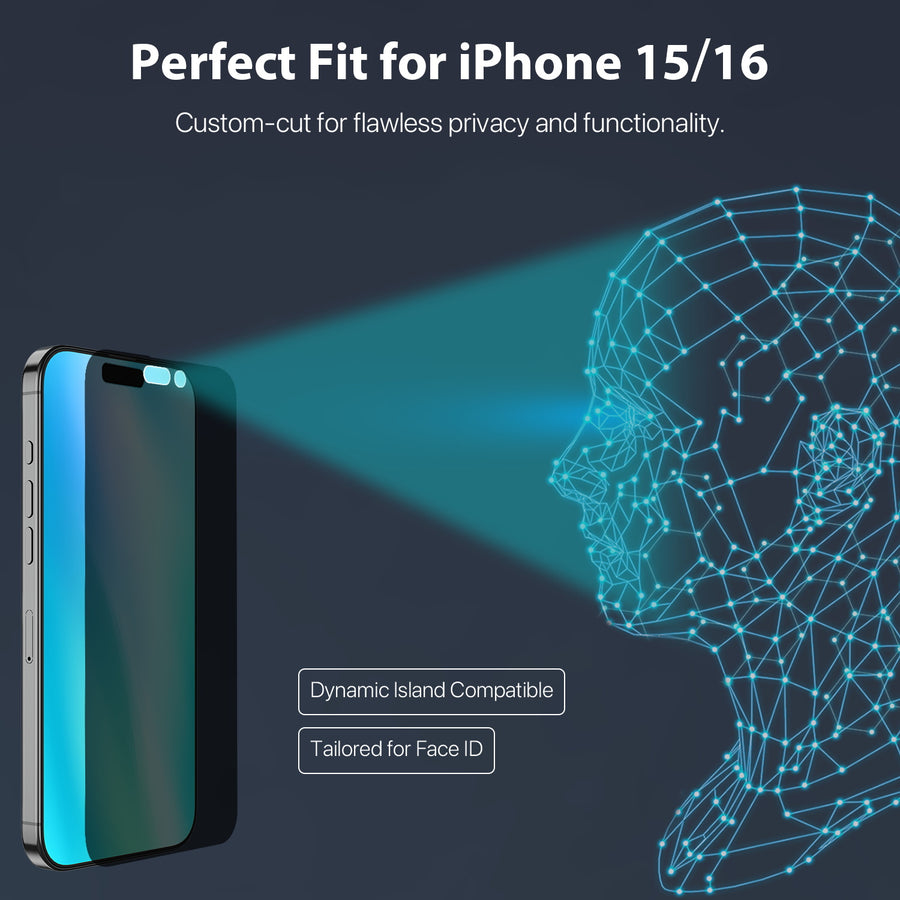 MyBat Pro 360° Privacy Full Coverage Tempered Glass for Apple iPhone 16 / 15 - Clear - RIP16SCF360-6.jpg