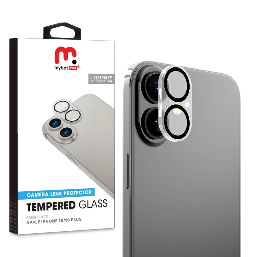 MyBat Pro Tempered Glass Lens Protector (2.5D) for Apple iPhone 16 / 16 Plus - Clear