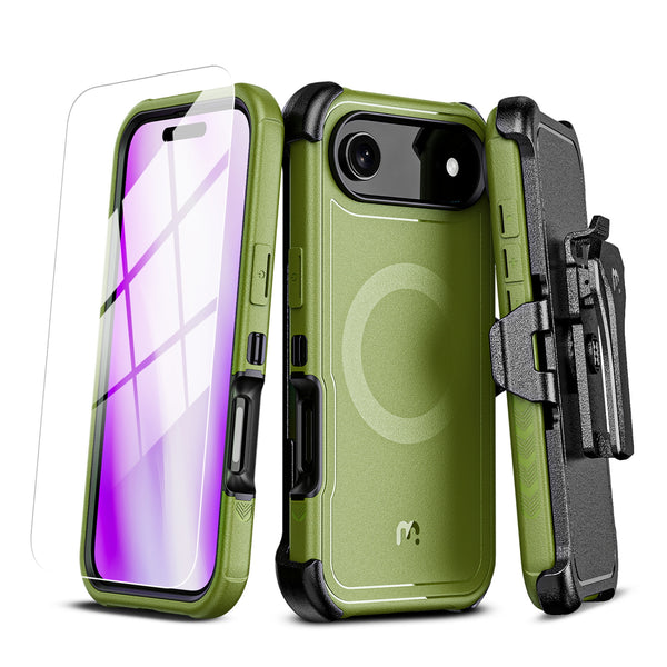 MyBat Pro Maverick Series MagSafe Case w/ Holster and Tempered Glass for Apple iPhone Air - Army Green - RIP17ACS3NXMS004-2.jpg