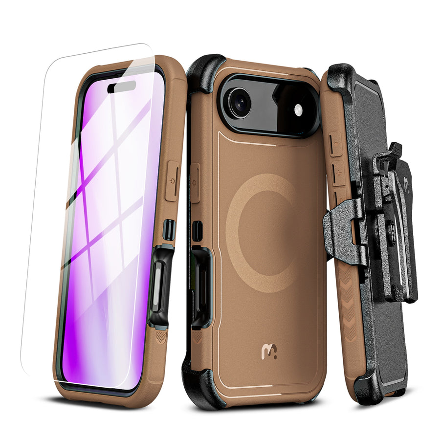 MyBat Pro Maverick Series MagSafe Case w/ Holster and Tempered Glass for Apple iPhone Air - Brown - RIP17ACS3NXMS006-2.jpg