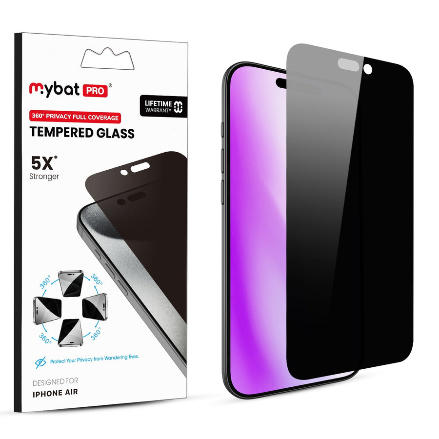 MyBat Pro 360° Privacy Full Coverage Tempered Glass for Apple iPhone Air - Black