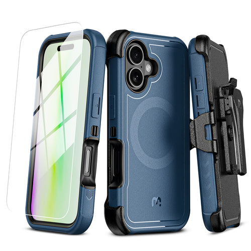 MyBat Pro Maverick Series MagSafe Case w/ Holster and Tempered Glass for Apple iPhone 17 - Blue - RIP17CS3NXMS002-2.jpg